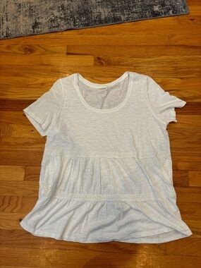Caslon White Short-Sleeve Peplum Tiered Tee